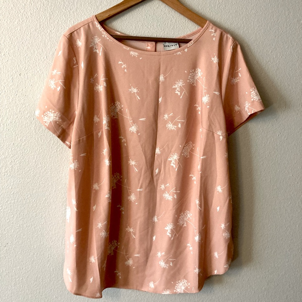 Soft Pink Floral Blouse with Buttons